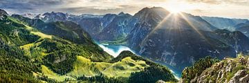Königssee in Beieren met Watzmann in de Alpen. van Voss Fine Art Fotografie