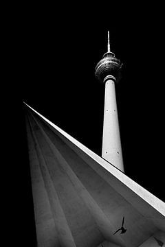 Fernsehturm Berlijn in monochroom