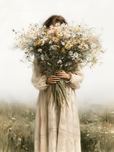 Meisje met wilde bloemen