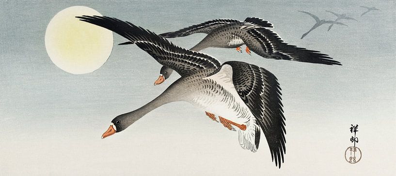 Oiseaux à la pleine lune, Ohara Koson par Des maîtres magistraux
