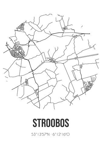 Stroobos (Fryslan) | Karte | Schwarz und Weiß
