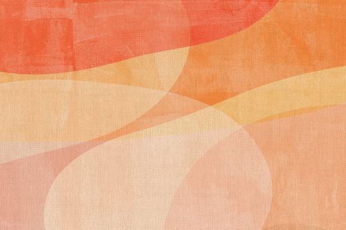 Organische vormen in warm oranje, rood, roze