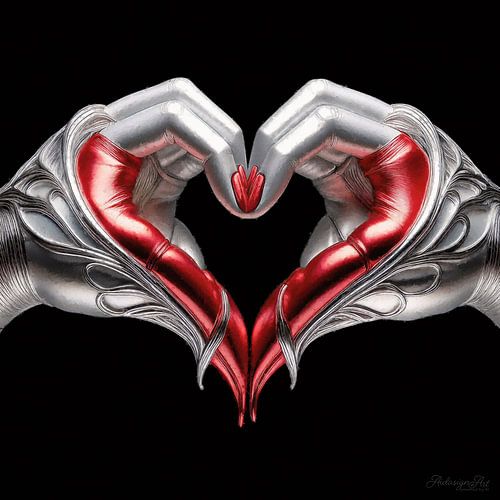 Hart van verbinding - rituele aanraking tussen zilver en rood, symboliseert nabijheid, standvastigheid en emotionele warmte (deel 1 van 3)