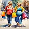 2 dames sociables faisant du shopping sur De gezellige Dames