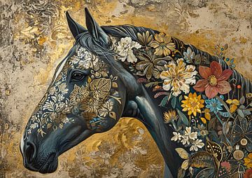 Floral Horse Art by De Mooiste Kunst