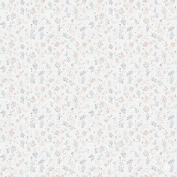 Nahtloses Muster Minimal Floral - Soft White Botanical Design von Ruliyreed
