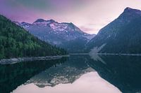 The mirror lake in the mountains