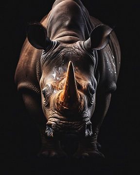 Portrait d'un rhinocéros sur fernlichtsicht