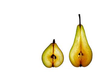 Discs of green pear isolated on a white background. by Carola Schellekens