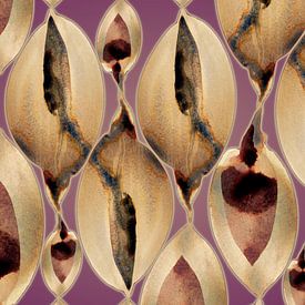 Velvet Depth Bloom Aqua 951 -Midnight Violet kunstprint — Organische vormen & warme balans van Saskia Mensink PRINTS