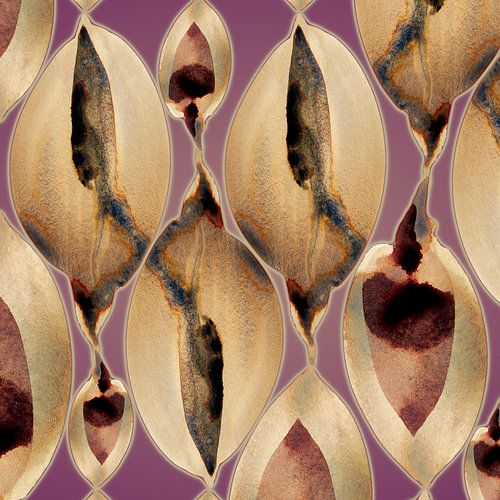 Velvet Depth Bloom Aqua 951 -Midnight Violet art print - Organic shapes & warm balance by Saskia Mensink PRINTS