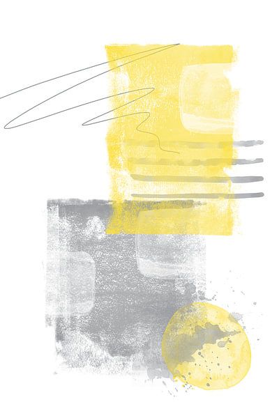 Aquarell-Formen Nr. 5 | Illuminating Yellow &amp; Ultimate Grey von Melanie Viola
