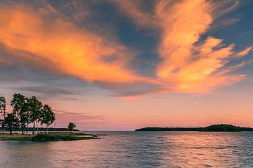 Coucher de soleil sur le lac Vänern, Suède sur Henk Meijer Photography