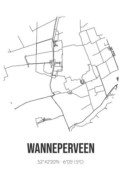 Wanneperveen (Overijssel) | Karte | Schwarz und Weiß von Ortsdrucke