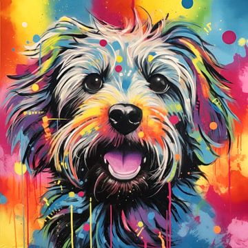 Kleine kleurrijke hond van ARTemberaubend