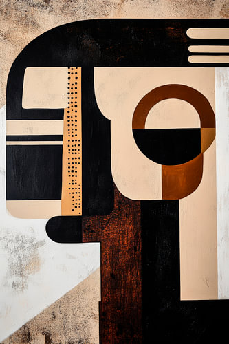 Abstract portret in aardetinten - Geometrisch