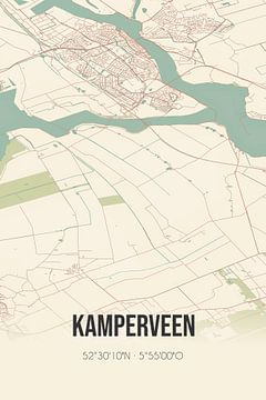 Vintage landkaart van Kamperveen (Overijssel) van Rezona