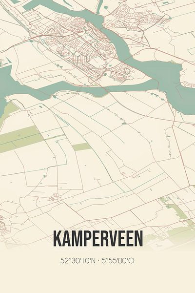 Alte Karte von Kamperveen (Overijssel) von Ortsdrucke