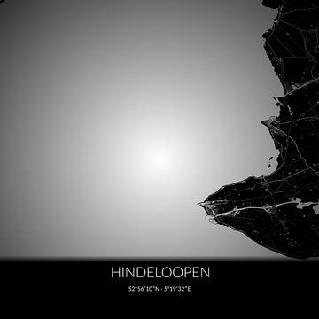 Carte en noir et blanc de Hindeloopen, Fryslan. sur Rezona