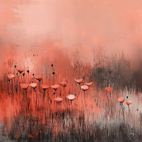 Flower field painting | Silent Rouge Symphony
