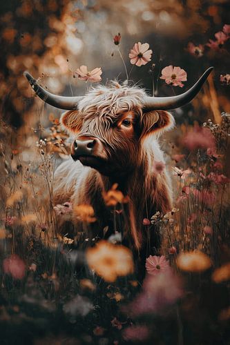 Highlander en fleurs d'automne Chaleur mystique