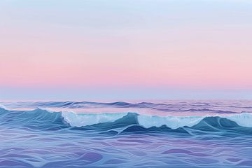 Paarse zee horizon van Mel Digital Art