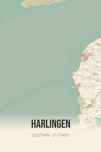 Alte Karte von Harlingen (Fryslan)