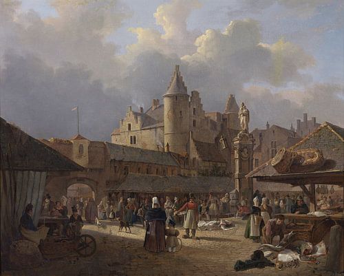De oude vismarkt in Antwerpen, François Bossuet, 1833