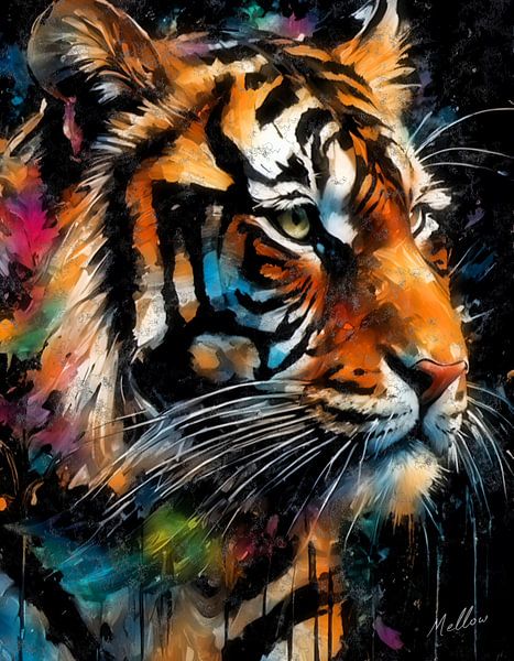 Vibrant Tiger Portrait by Mellow Art