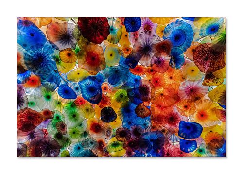 Glas bloemen in kader