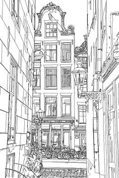 Drawing The Red Light District Amsterdam Netherlands Pen and ink drawing Line drawing