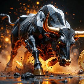TAURIBIT - Le taureau de Wall Street avec un bitcoin sur INFERAURUM
