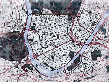 Kaart van Boulogne-Billancourt in de stijl 'White Winter' van Maporia