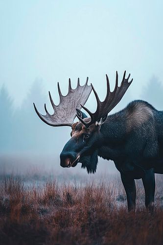Majestätischer Elch im Nebel