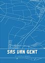Blauwdruk | Landkaart | Sas van Gent (Zeeland) van Stad & Wand thumbnail