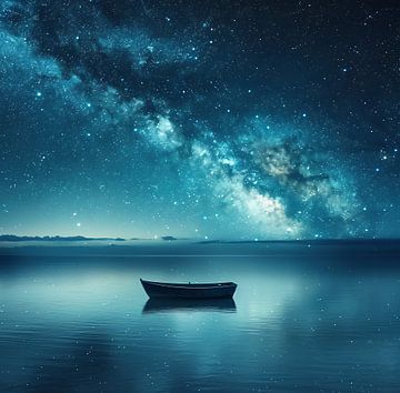 Boot onder een sterrenhemel van fernlichtsicht