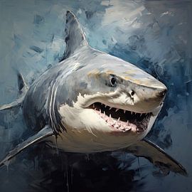Hai-Malerei | Bedrohender Hai von ARTEO Gemälde