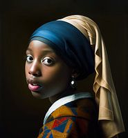 Dark girl with the pearl earring, after Johannes Vermeer