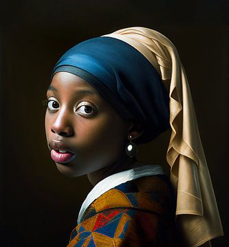 Dark girl with the pearl earring, after Johannes Vermeer by Roger VDB