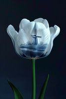 Delft Blue Tulip with Mill
