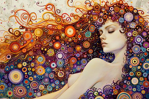 Digitaal abstract schilderachtig portret vrouw