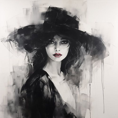 Vrouw met hoed abstract