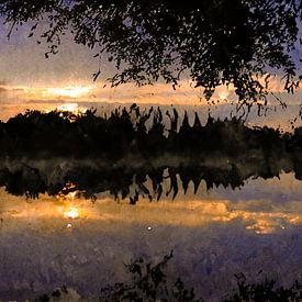 Lake at sunset van Aart Prikker