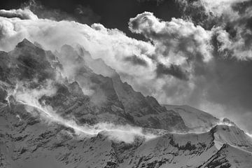 Les Dents du Midi, Zwitserland, zwart-wit