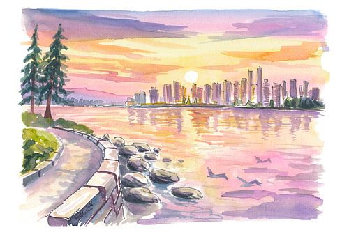 Die Skyline von Vancouver unter dem Licht der Küstenberge