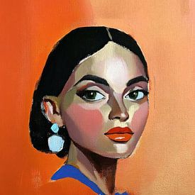 Portret van vrouw met zwart haar van Franka Poulain