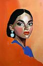 Portrait of woman with black hair by Franka Poulain thumbnail