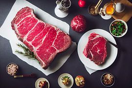 Rauwe biefstuk met kruiden Illustratie