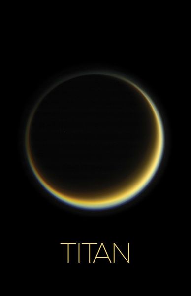STK205510S-Solar system poster of Titan, Saturn's largest moon. by Stocktrek Images