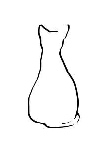 Zittende kat - eenvoudige lijntekening in zwart en wit van Qeimoy